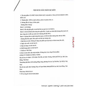 Giấy phép kinh doanh Caffe A Vàng